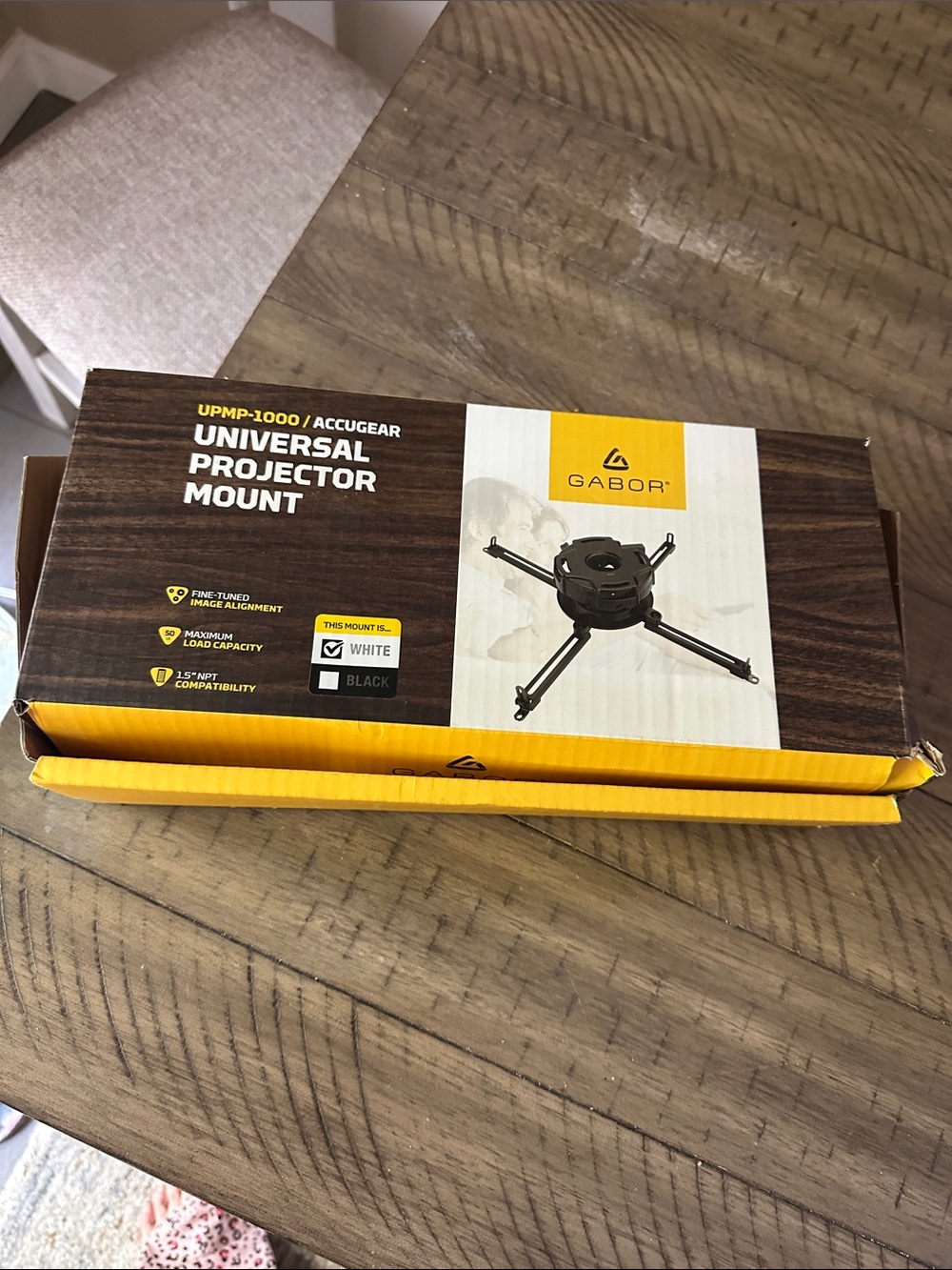 Gabor Universal Projector Mount - Black and Yellow Packaging